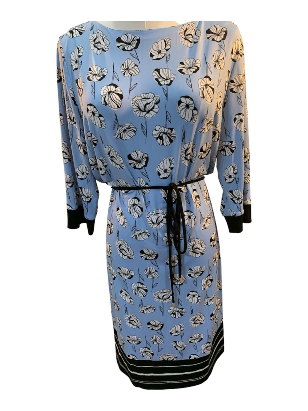 Liz Claiborne Light Blue Floral Dress with Navy & White Print